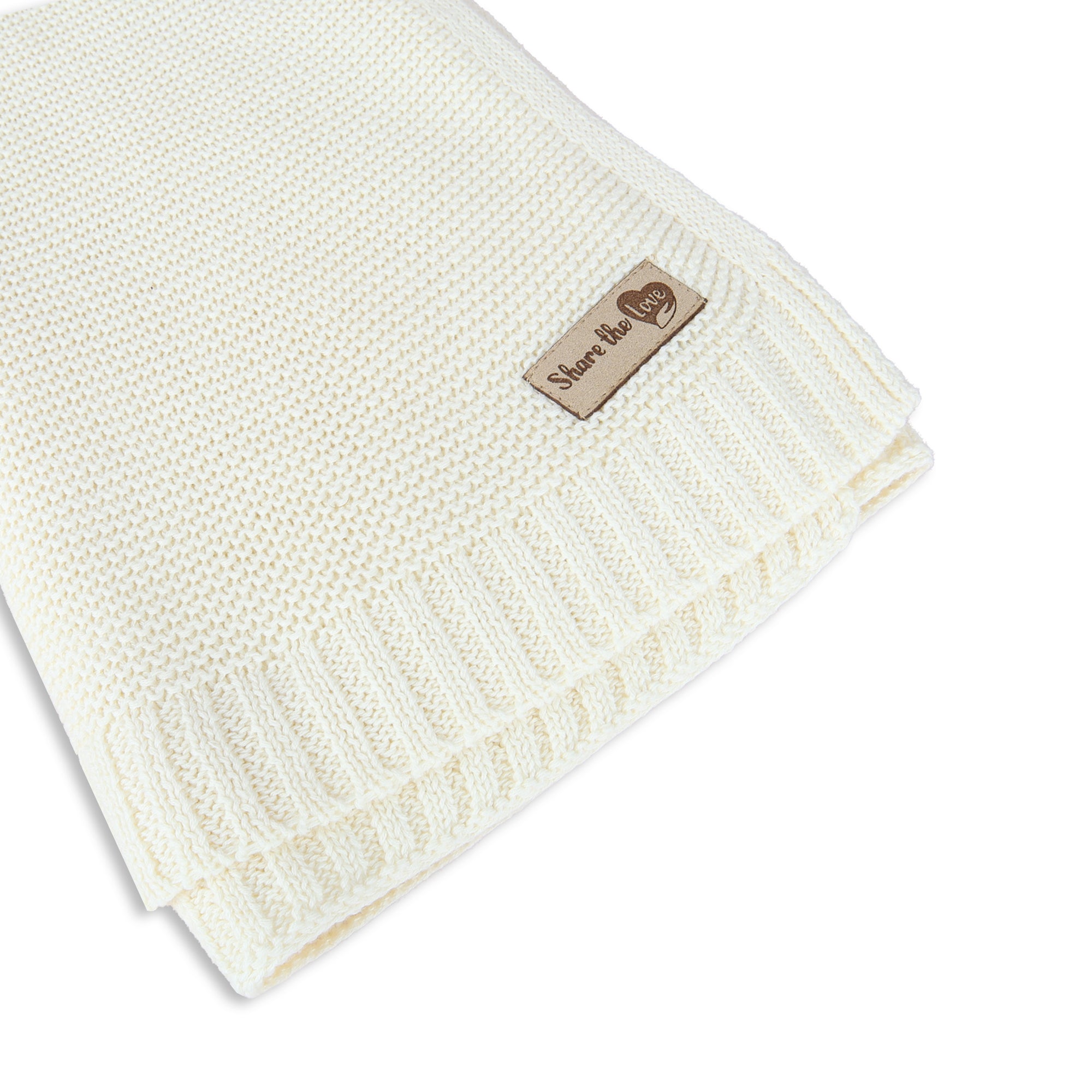 Personalised Baby Cotton Knitted Blanket - White