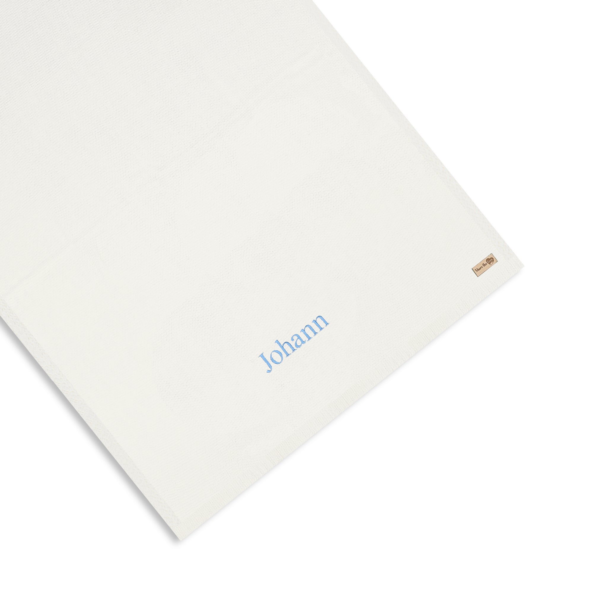 Personalised Baby Cotton Knitted Blanket - White