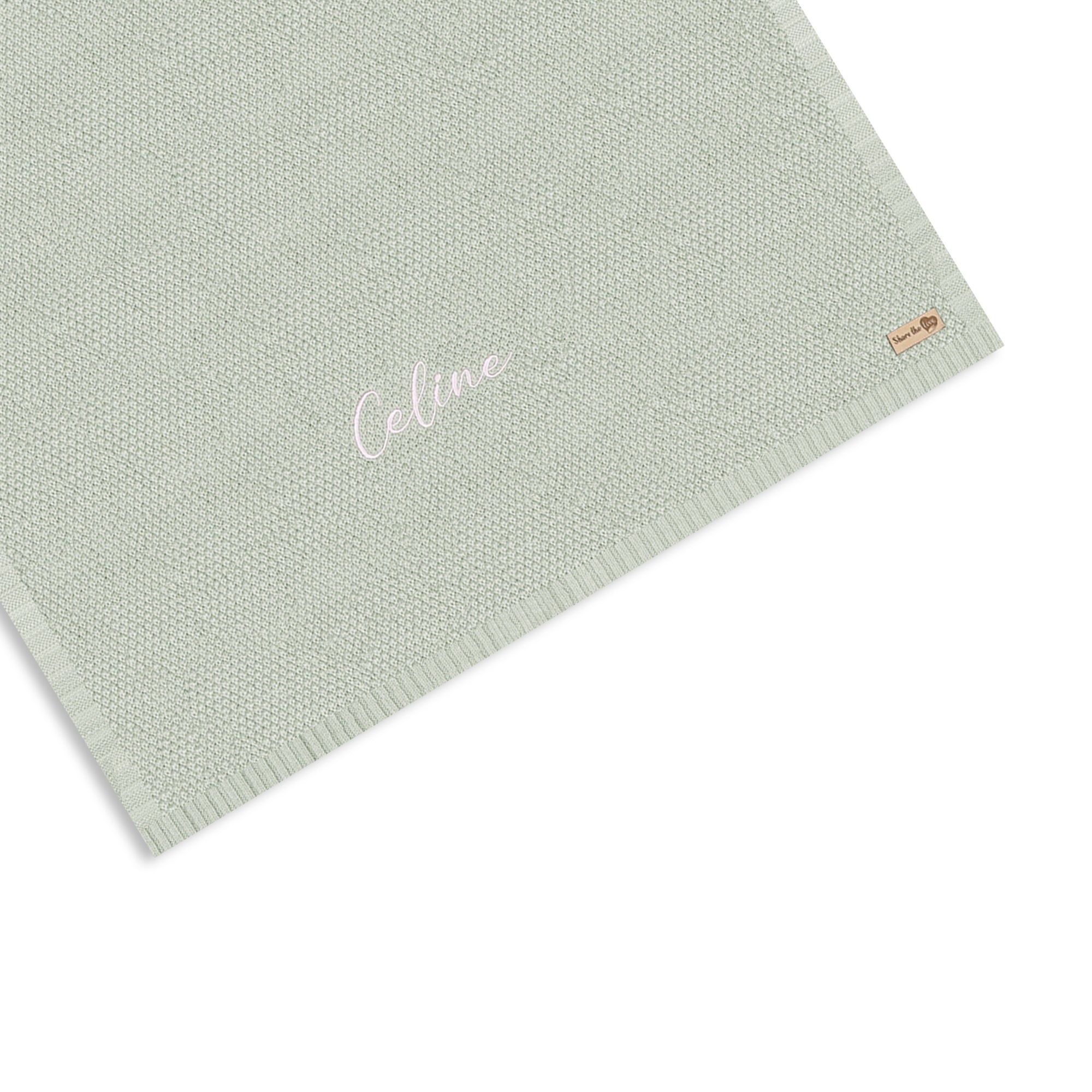 Personalised Baby Cotton Knitted Blanket - Green
