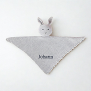 Personalised Baby Knitted Lovey Blanket - Grey