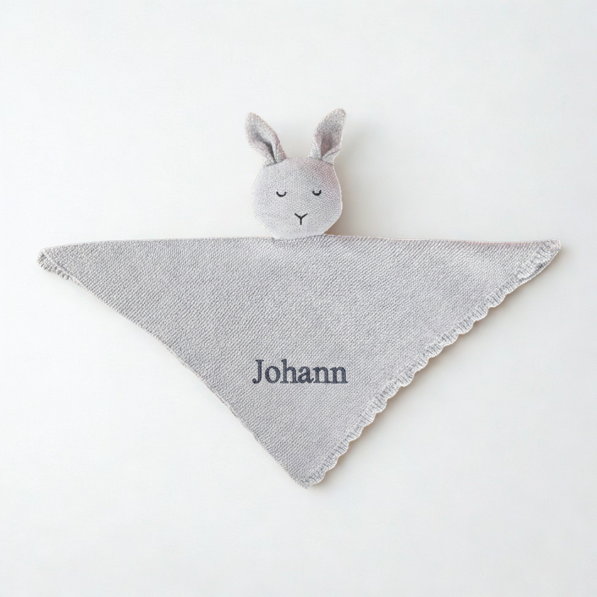 Personalised Baby Knitted Lovey Blanket - Grey