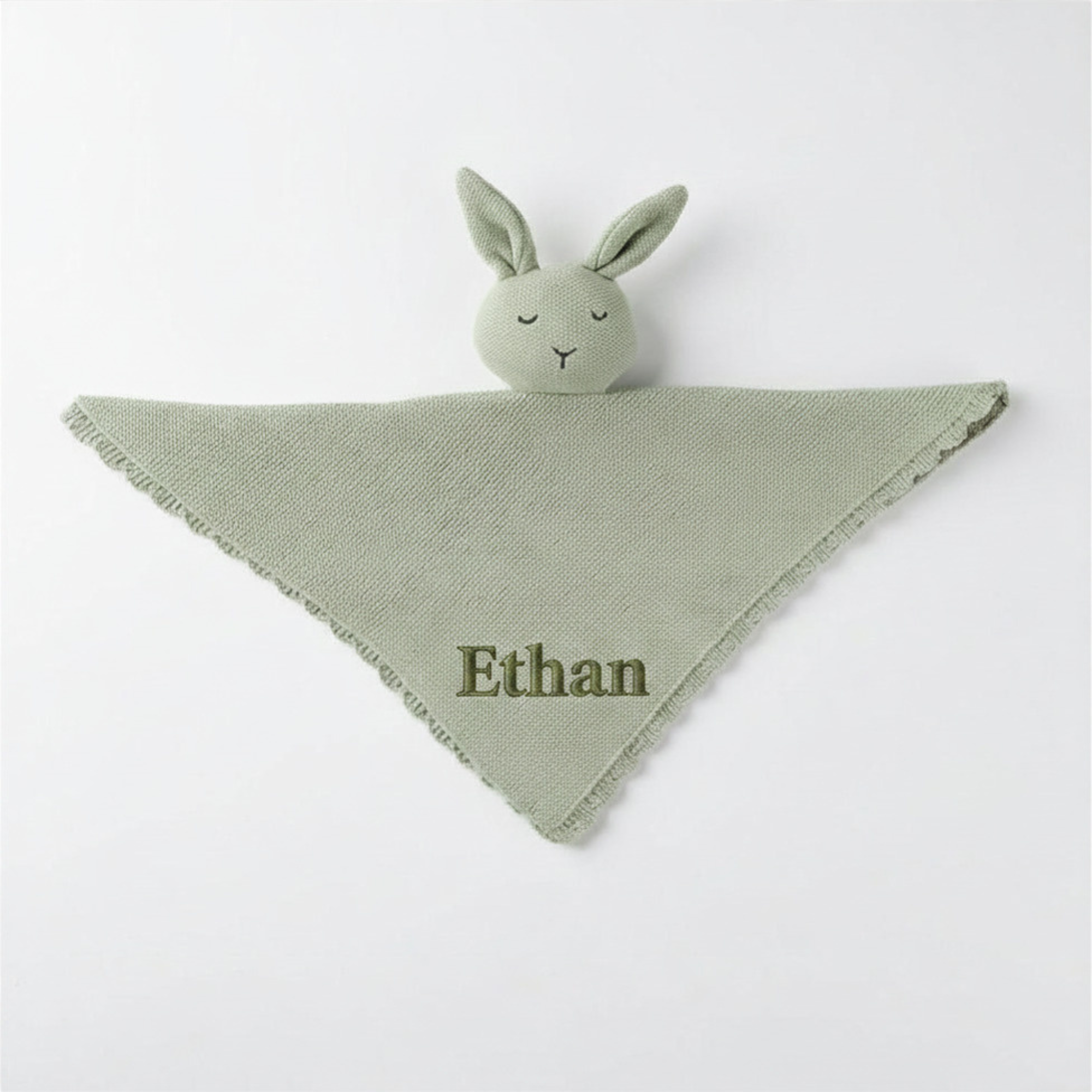Personalised Baby Knitted Lovey Blanket - Green