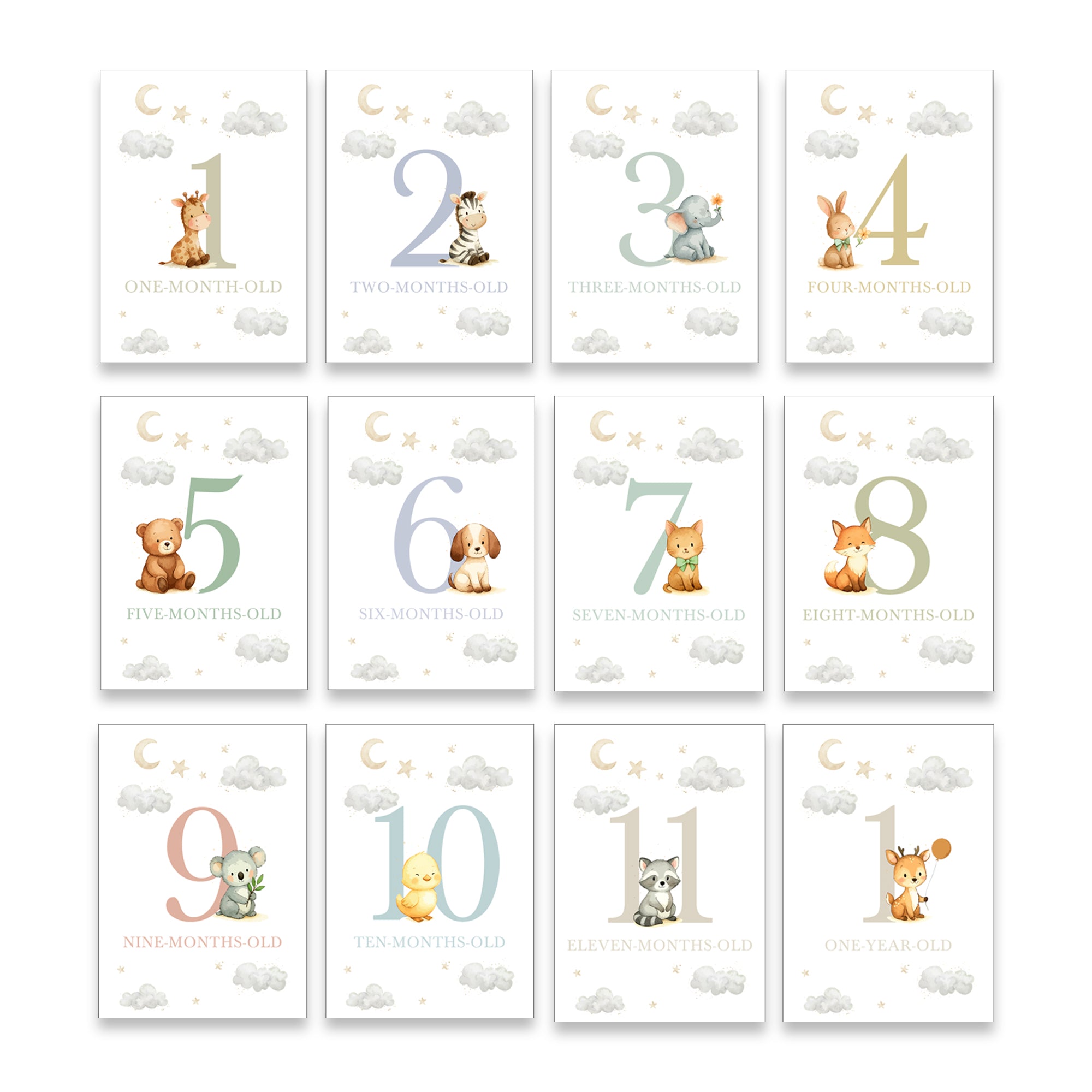 Baby Milestone Cards - Baby Woodland Animals