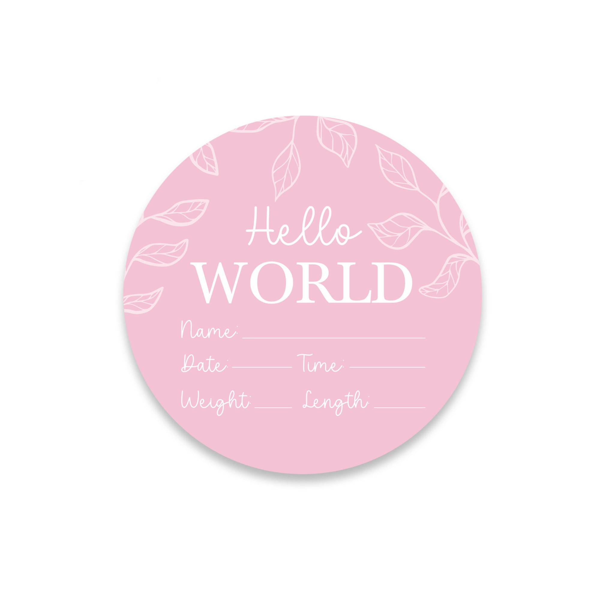 Hello World Baby Announcement Plaque - Light Pink