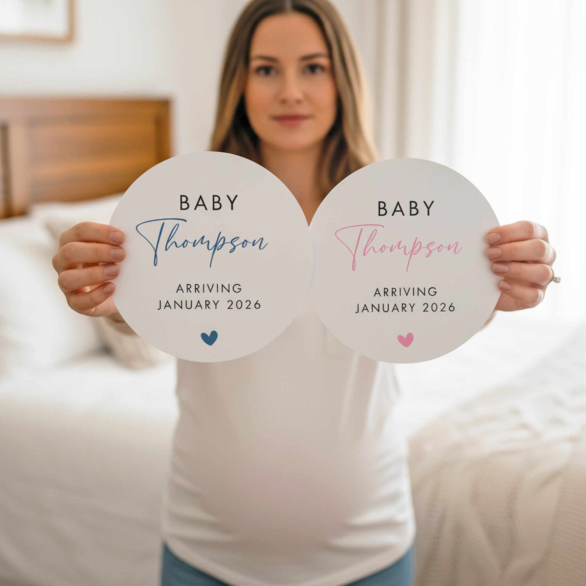 Baby Arriving Soon Baby Announcement Plaque - Pink