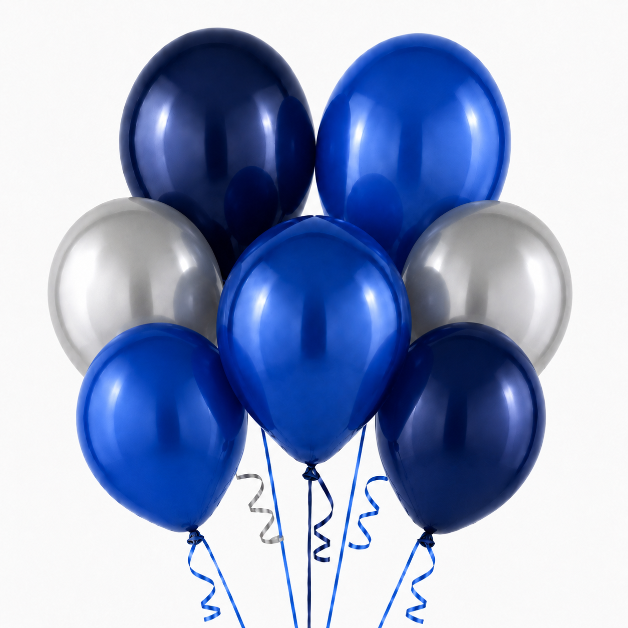 Blue & Silver Balloon Bouquet, 7 Pcs