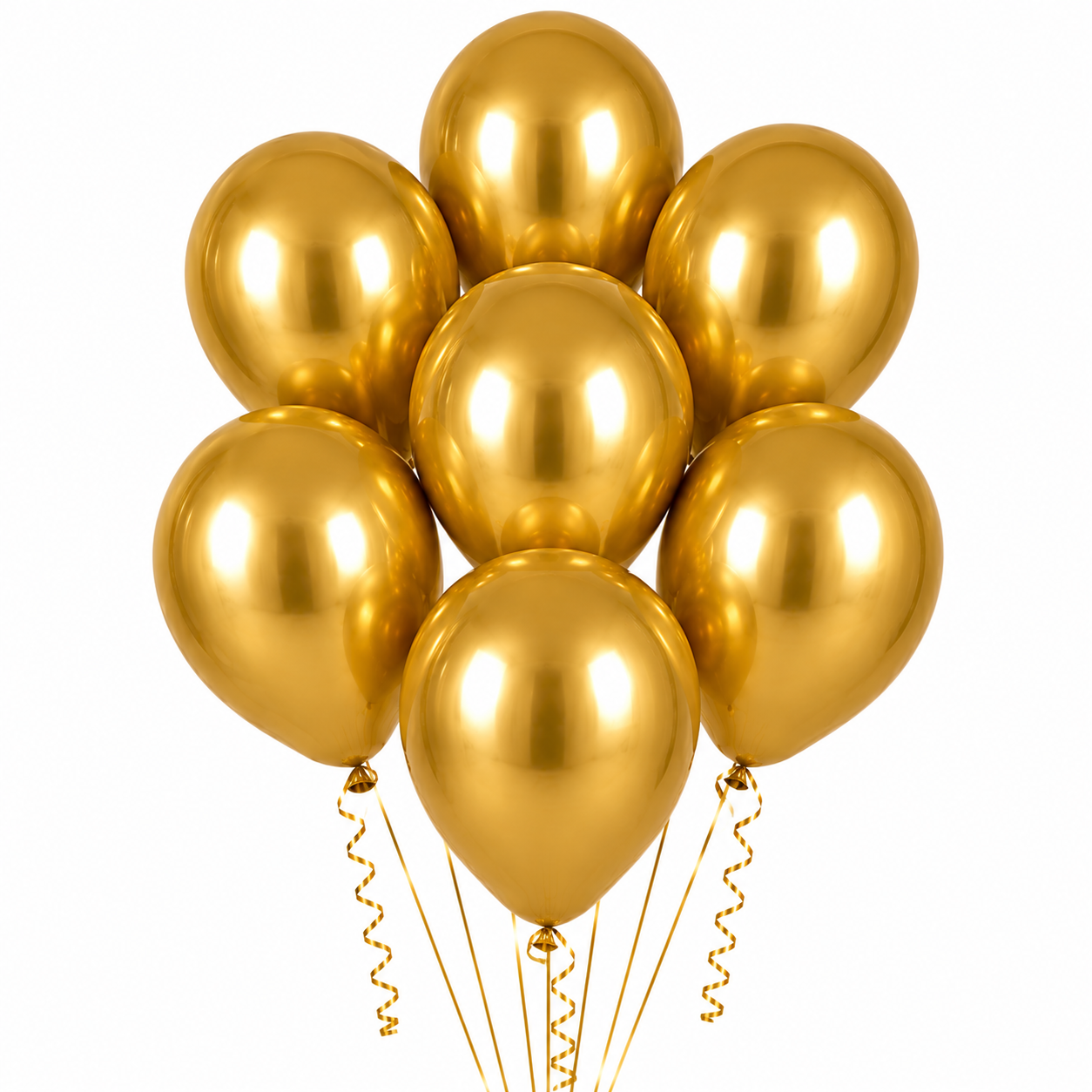 Metallic Gold Party Balloon Bouquet Set, 7 Pcs