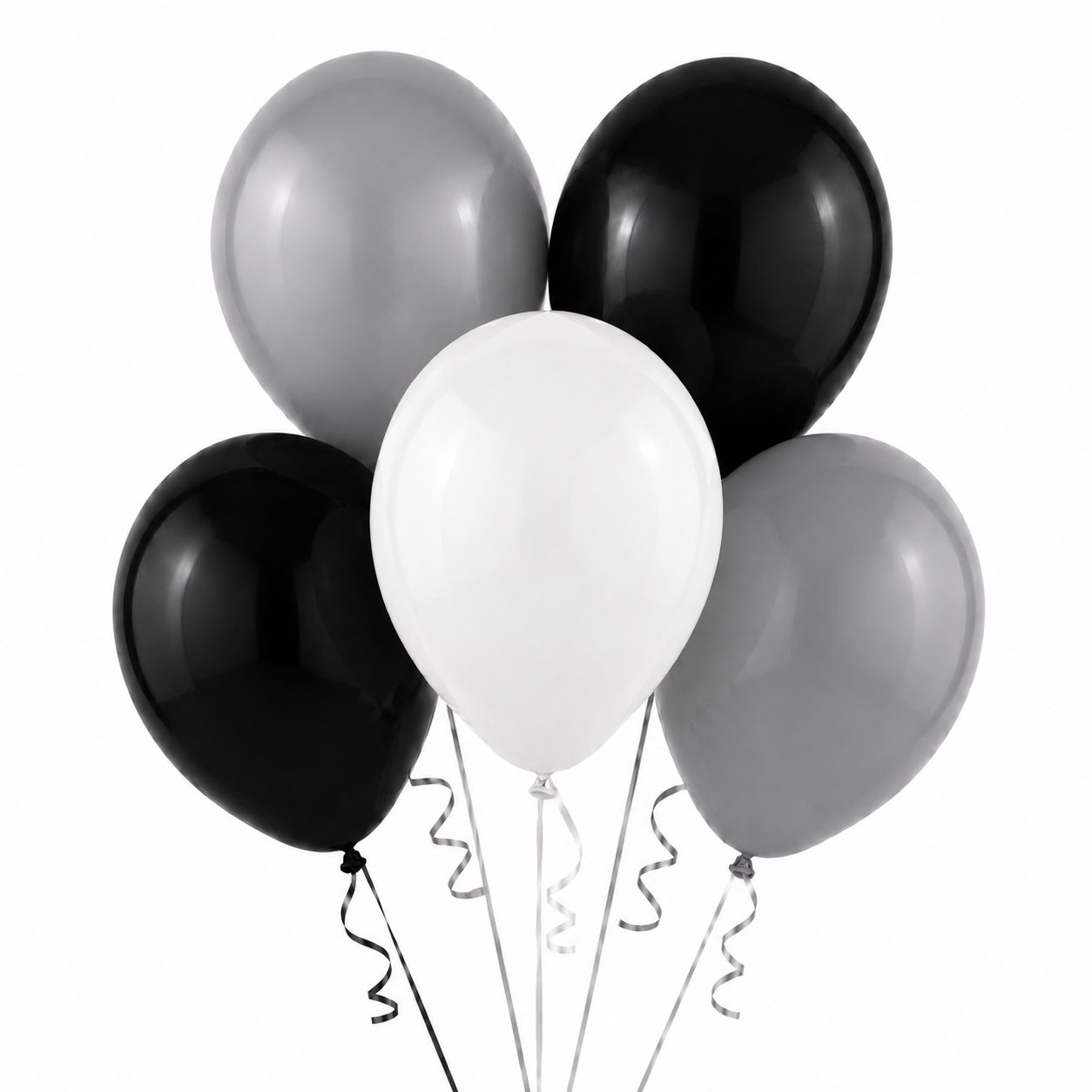 Black, White & Silver Party Balloon Bouquet Set, 5 Pcs