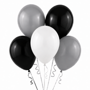 Black, White & Silver Party Balloon Bouquet Set, 5 Pcs