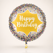 18" Birthday Burst, Satin Gold Foil Balloon