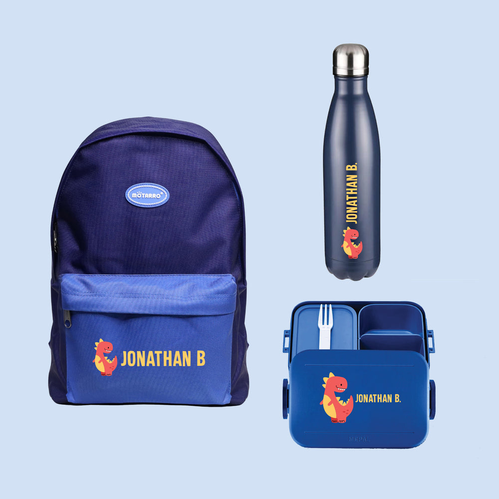 Personalised Backpack with Water Bottle and Lunch Box