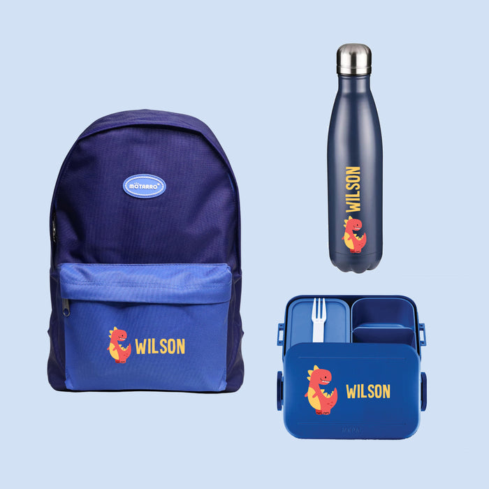 Personalised Backpack with Water Bottle and Lunch Box