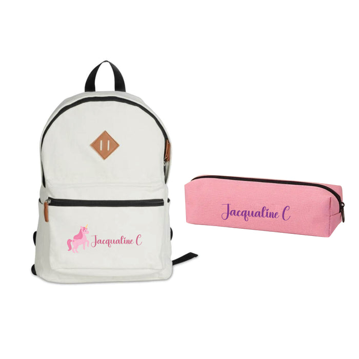 2-Piece School Bag Bundle - Personalised Backpack with Personalised Pencil Case