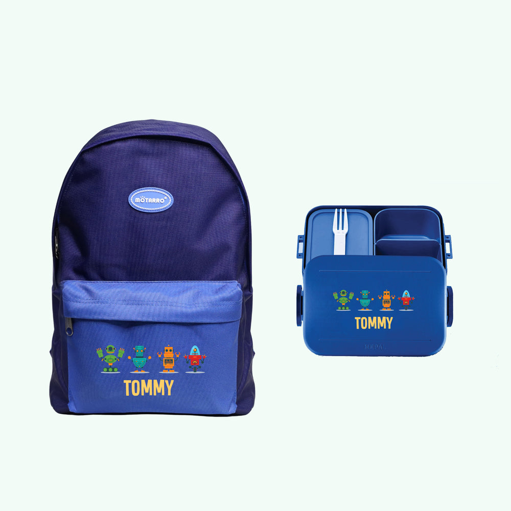 2 Piece Set Personalised Backpack with Personalised Lunch Box