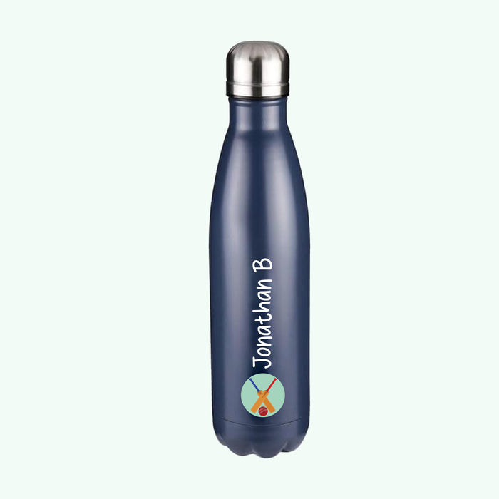 Personalised Cricket Metal Insulated Drinks Bottle for Kids