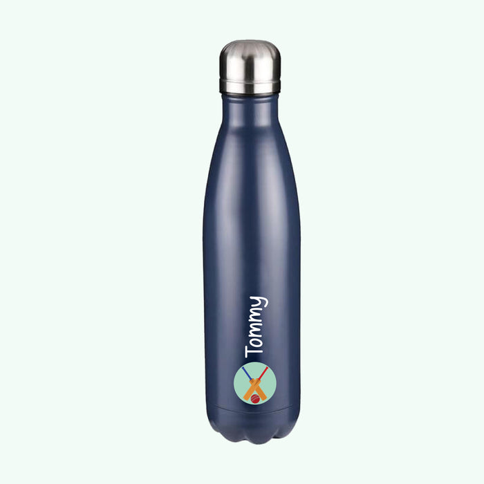 Personalised Cricket Metal Insulated Drinks Bottle for Kids