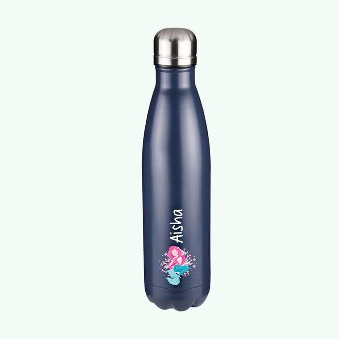 Personalised Mermaid With Name Water Bottle For Kids