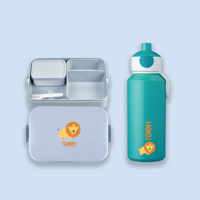 Small Bundle - Personalised Loin Lunch Box with Personalised Water Bottle for Kids School