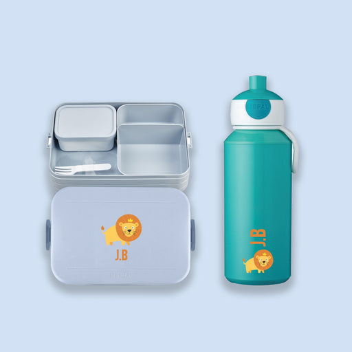 Small Bundle - Personalised Loin Lunch Box with Personalised Water Bottle for Kids School