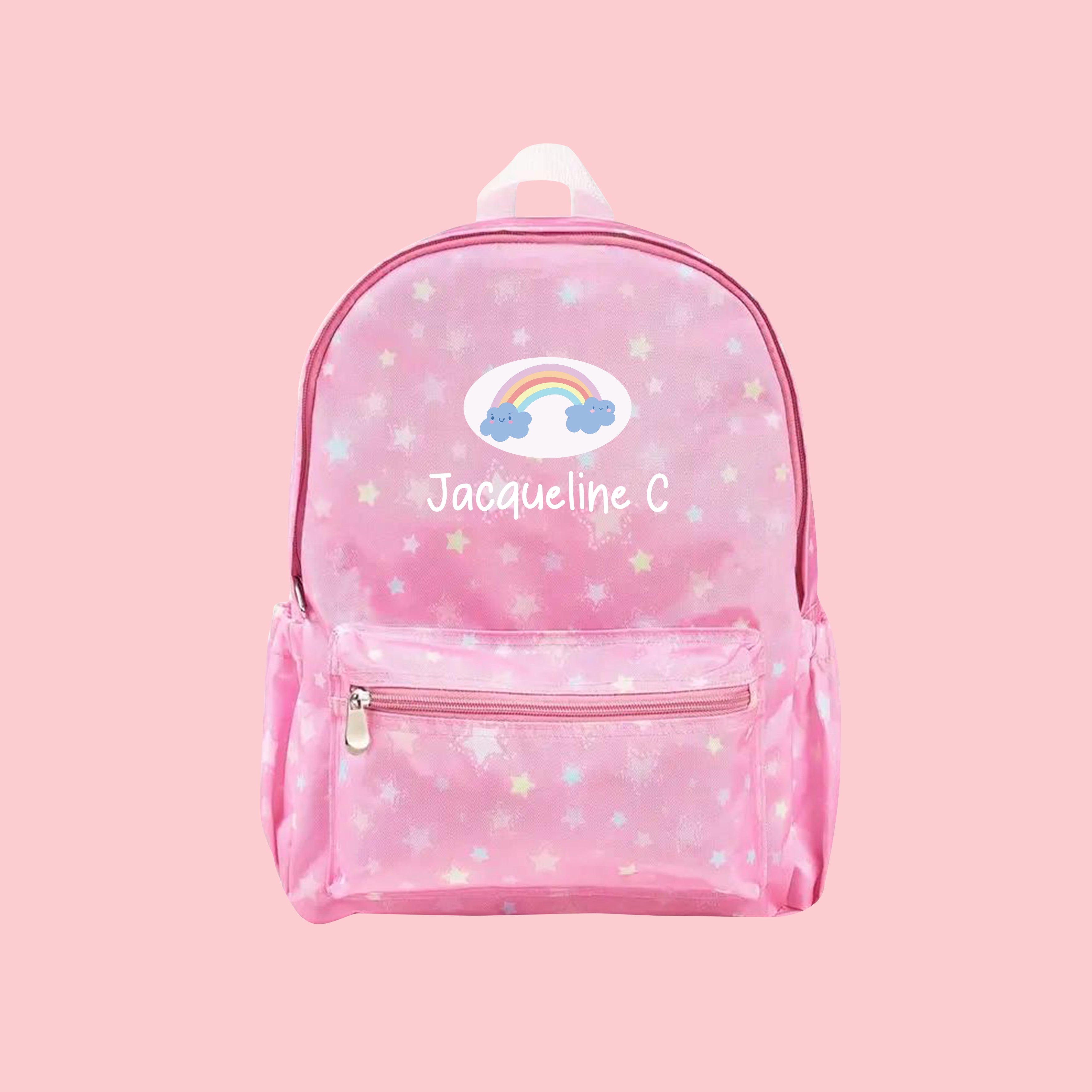 Personalised Backpack School Bag for kids with rainbow Printing