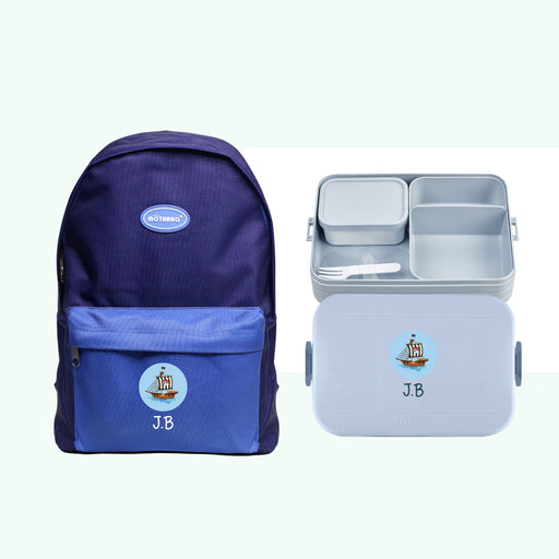 2-Pieces Personalised Lunch Box With Personalised Backpack School Bag for kids