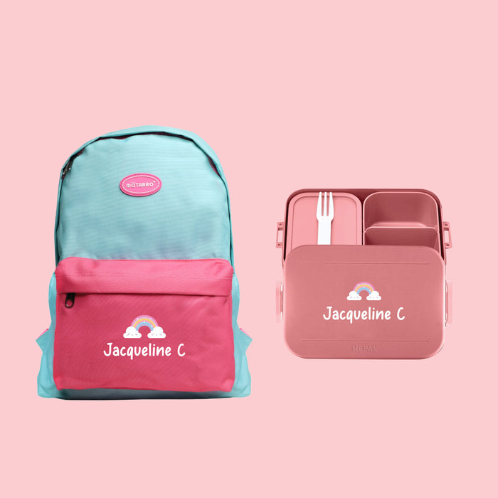 Small Back To School Bundle - Personalised Lunch Box With Personalised Backpack for kids