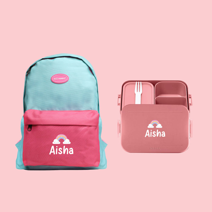 Small Back To School Bundle - Personalised Lunch Box With Personalised Backpack for kids