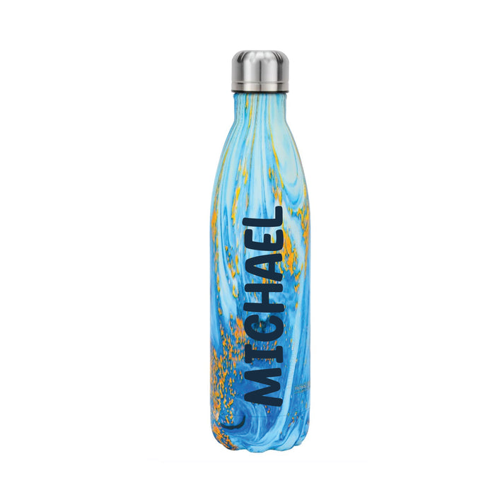 Enjoy personalised hydration on-the-go with a stainless steel reusable water bottle