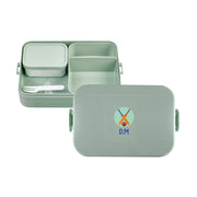 Large Personalised Cricket Design Lunch Box- Nordic sage