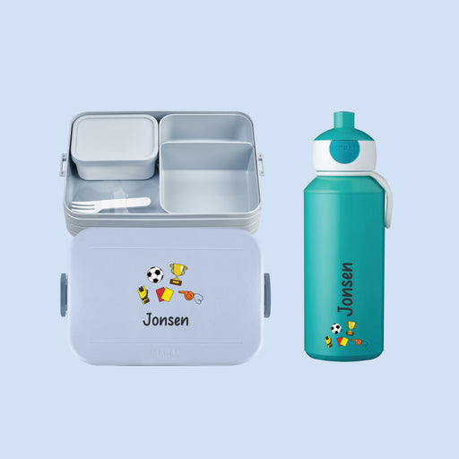 2-Pieces Personalised Lunch Box with Personalised Water Bottle - Champion Design