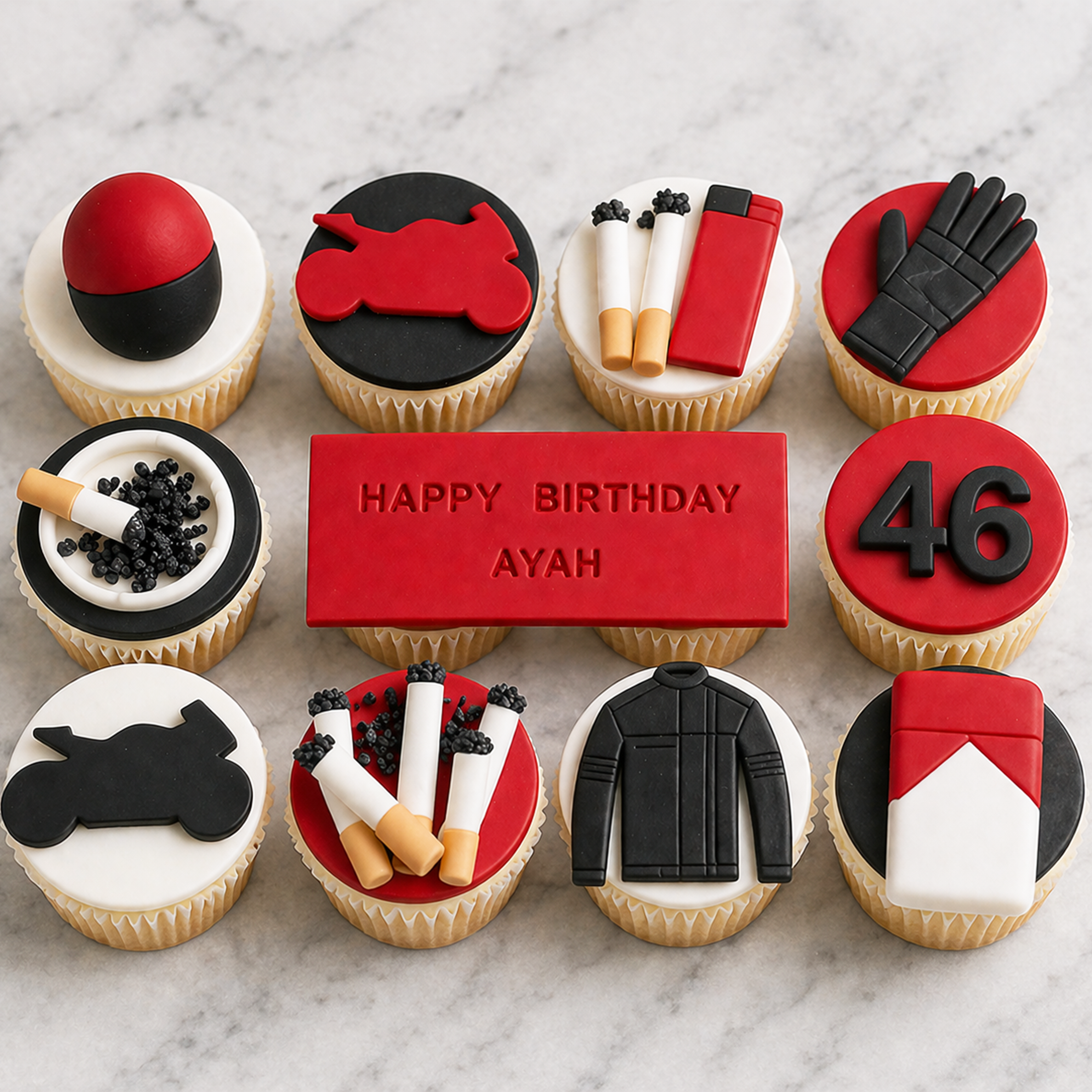 Biker Theme Cupcakes Set – 12 Pcs