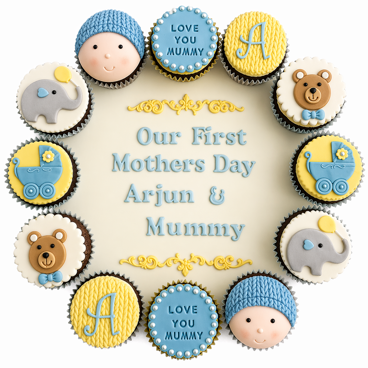 Baby Boy Theme Cupcakes – 12 Pcs