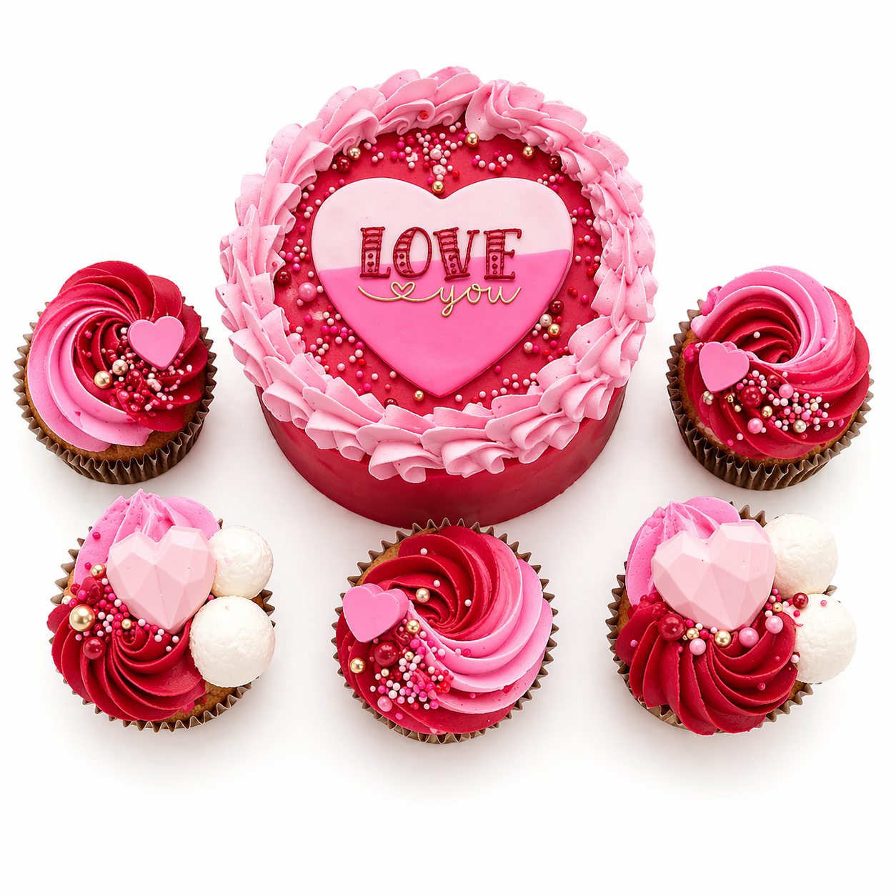 Love Theme Mini Cake & Cupcakes