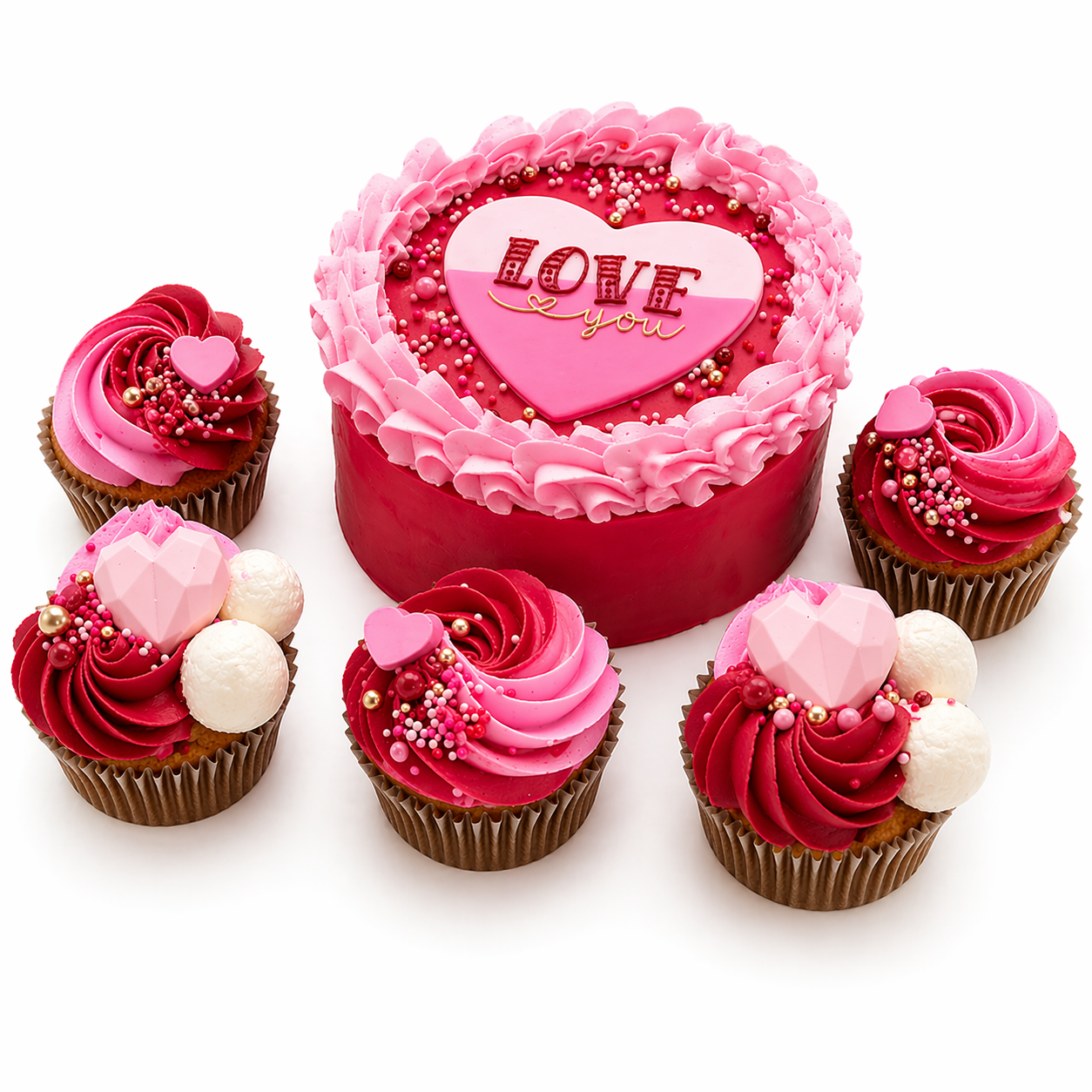 Love Theme Mini Cake & Cupcakes