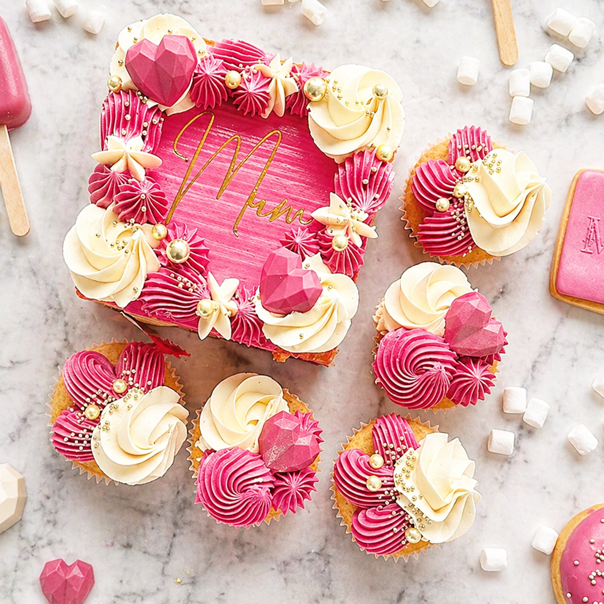 Rosy Dreams Premium Cake & Cupcake Set