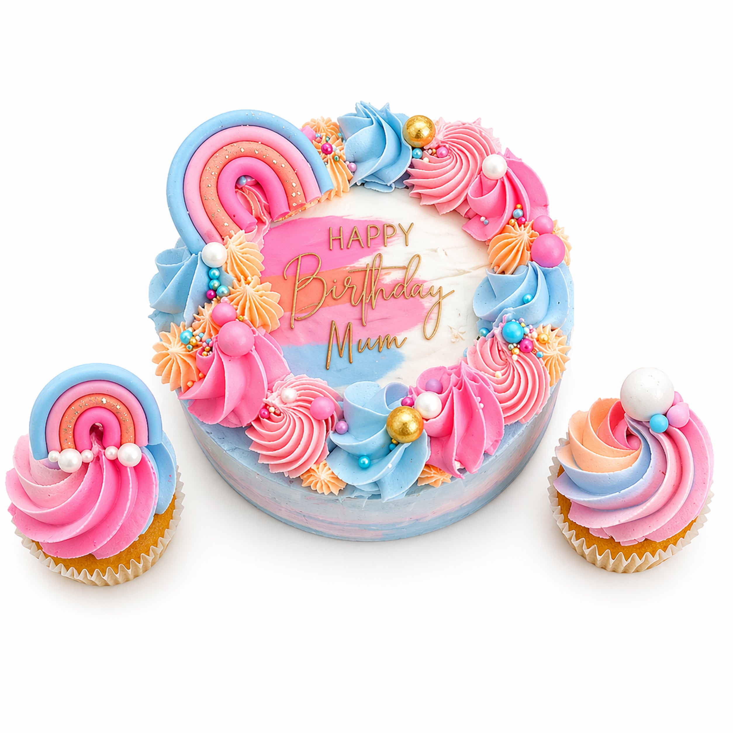 Cotton Candy Clouds Bento Cake with Cupcakes Set
