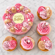 Pink Coral Bento Cake & Cupcakes