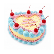 Vintage Cream Heart Cherry Cake