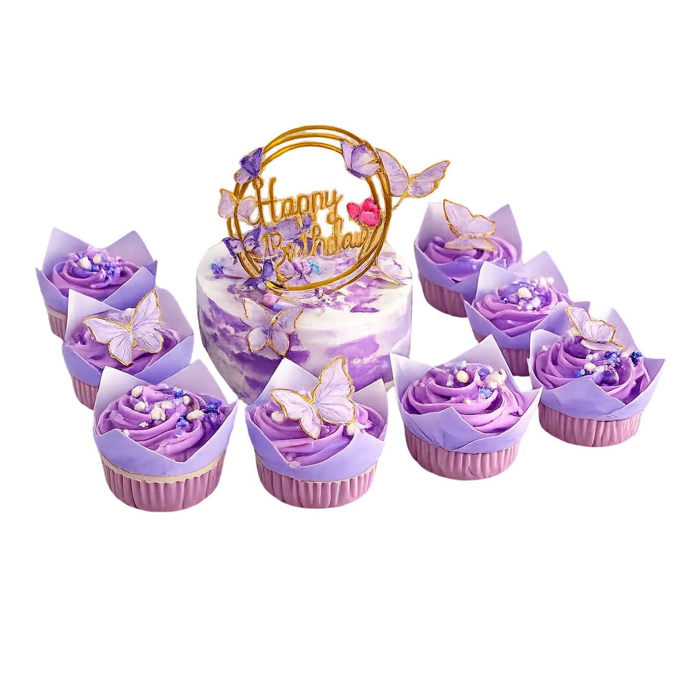 Butterfly Cake with Cupcakes