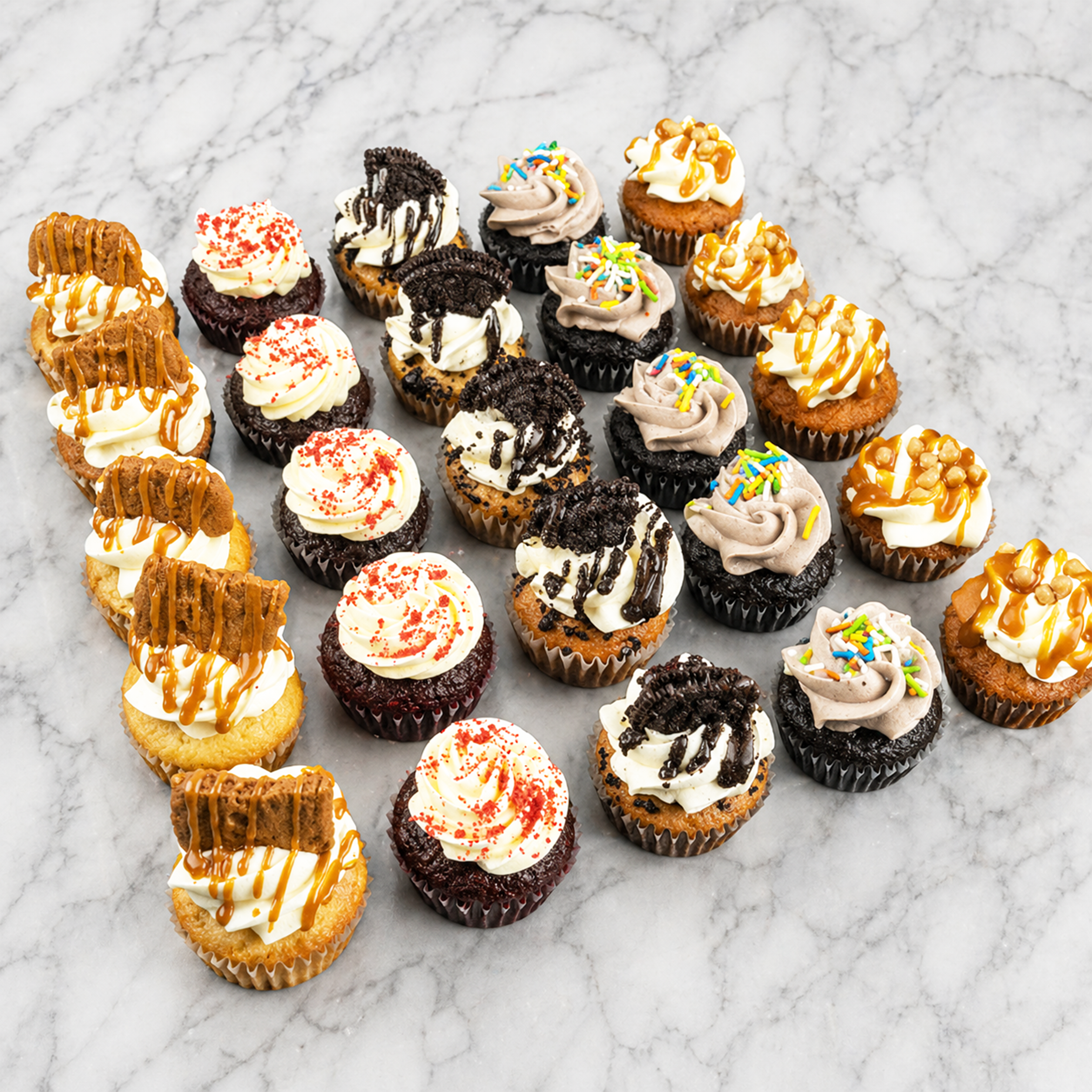 Mixed Flavor Mini Cupcakes Party Box (25 Pcs)