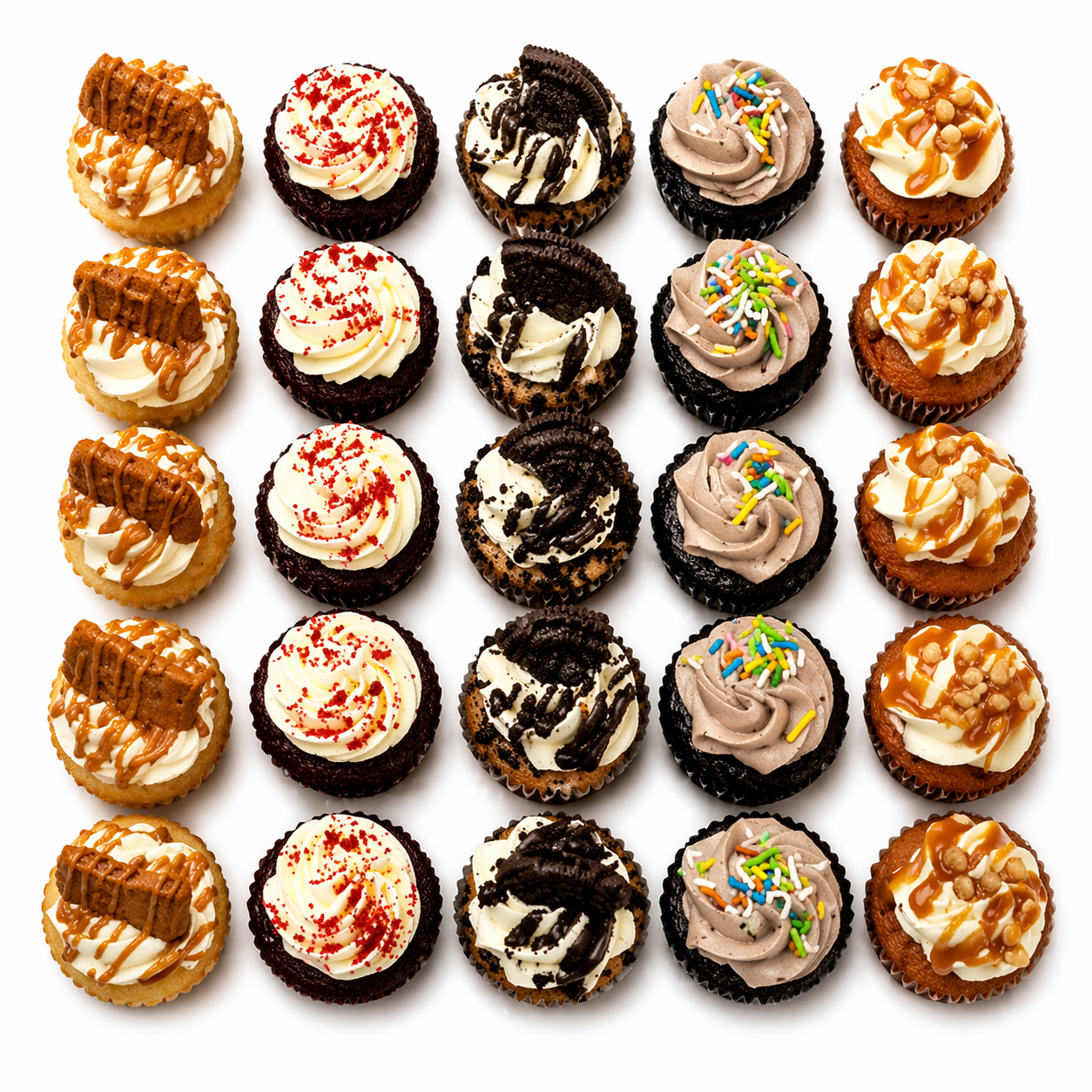 Mixed Flavor Mini Cupcakes Party Box (25 Pcs)