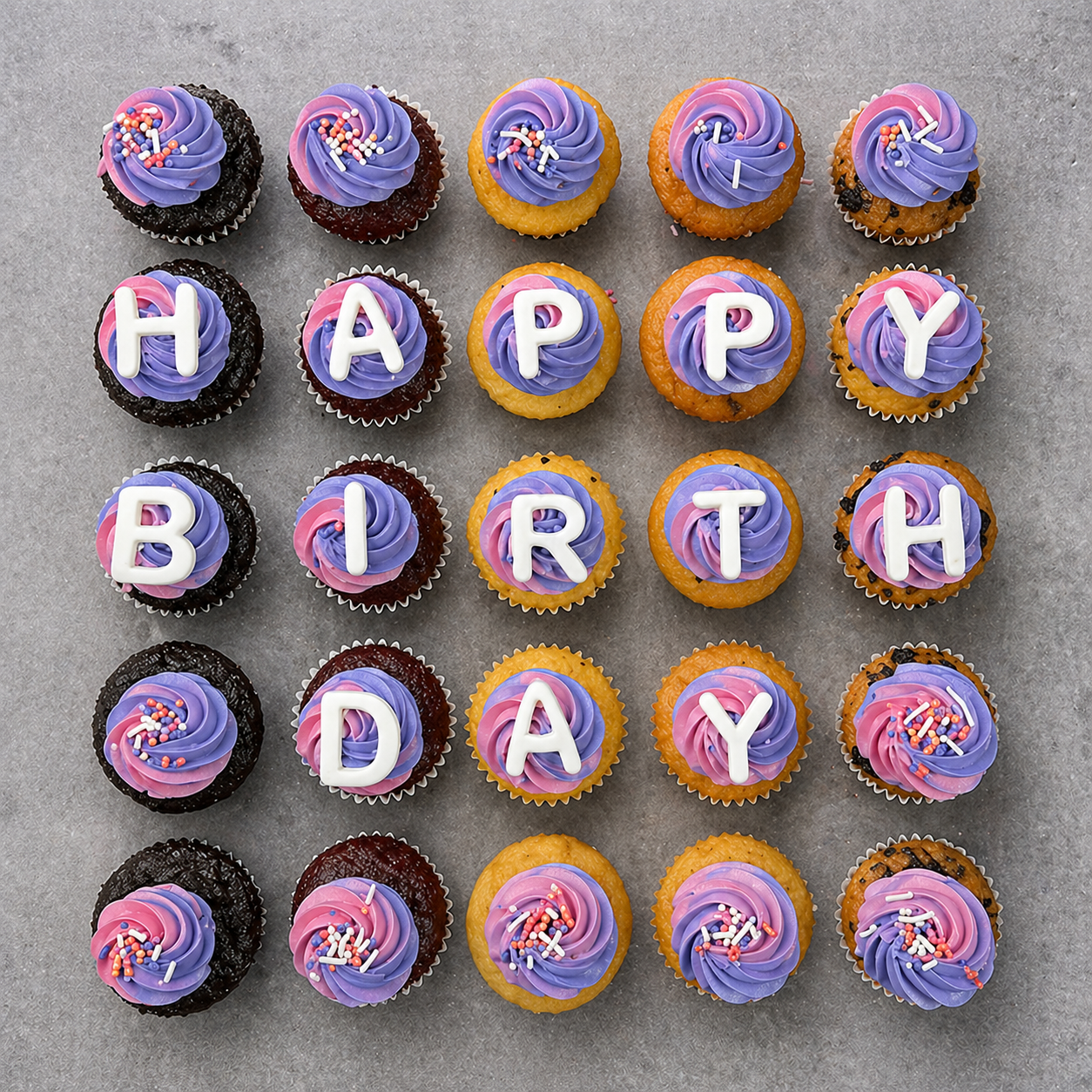 Pink Theme Birthday Mini Cupcakes (25 Pcs)