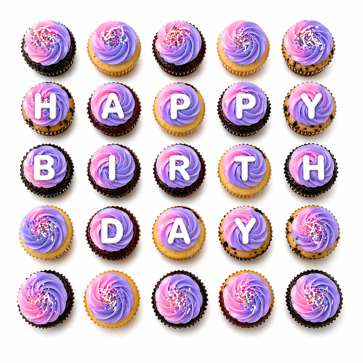 Pink Theme Birthday Mini Cupcakes (25 Pcs)