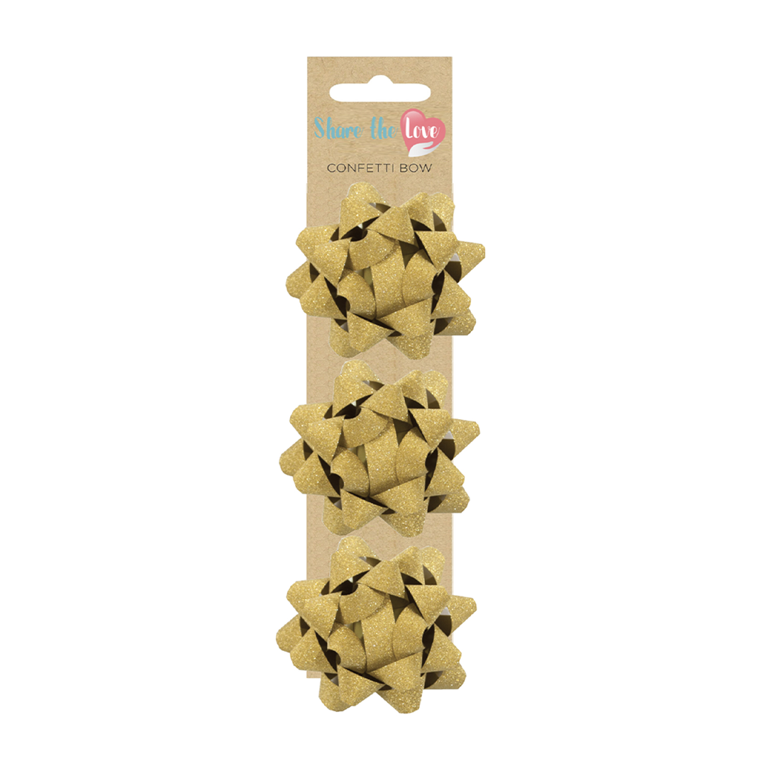 Gold Glittery Star Bow (3 Piece)