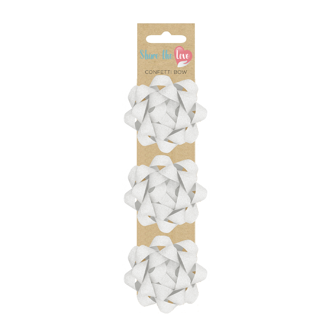 White Glittery Star Bow