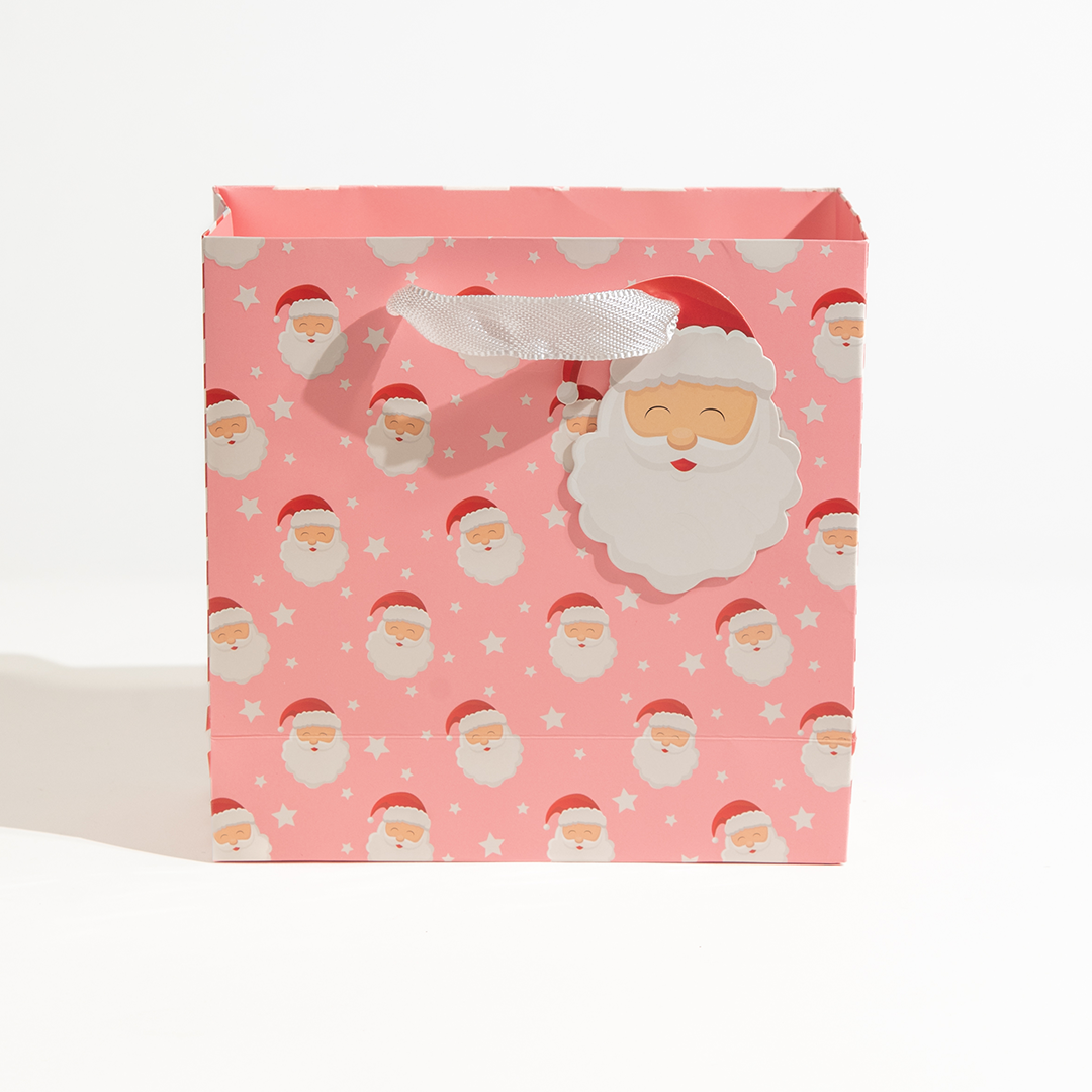 Santa, Christmas Gift Bag, Pink, Medium
