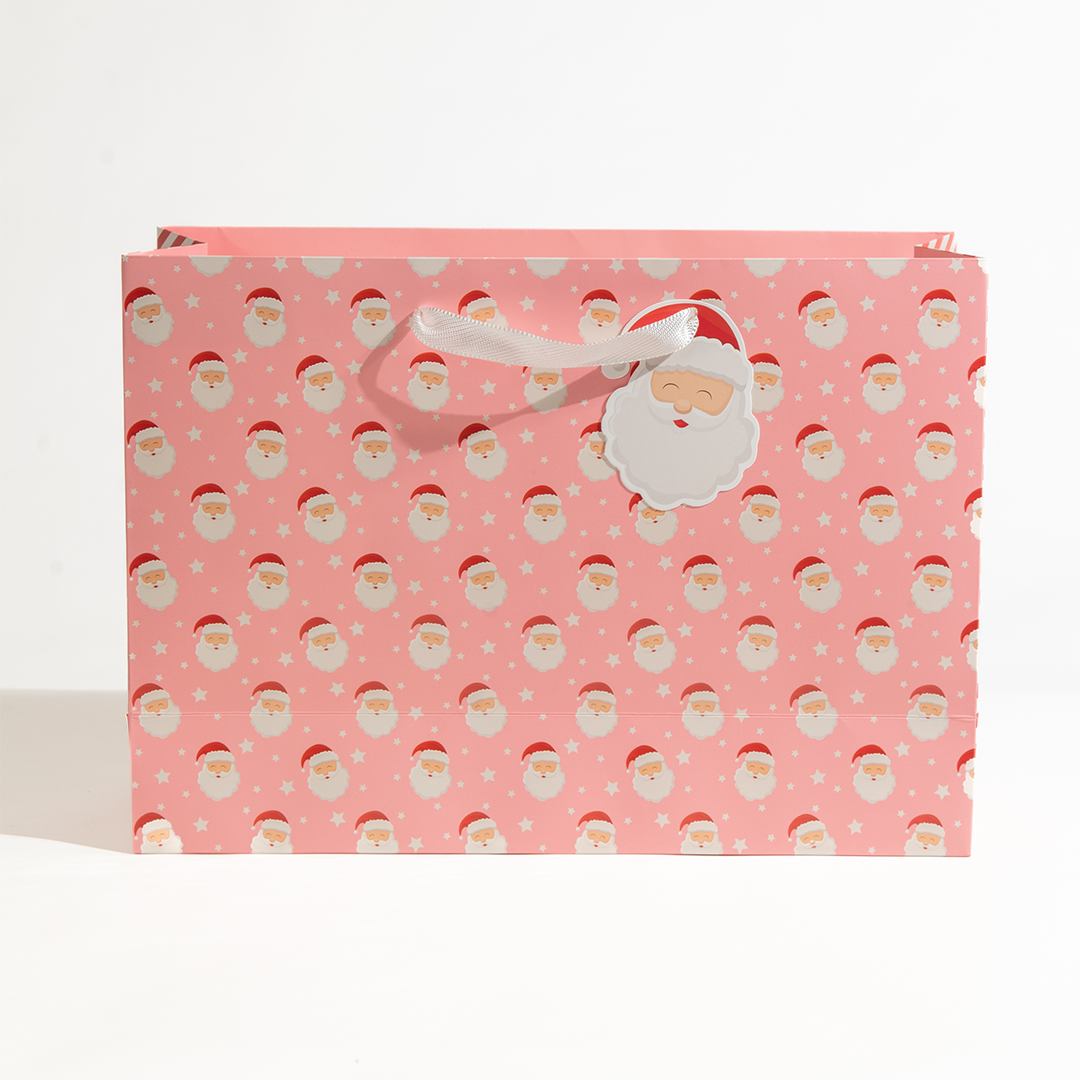 Santa, Christmas Gift Bag, Pink, Extra Large