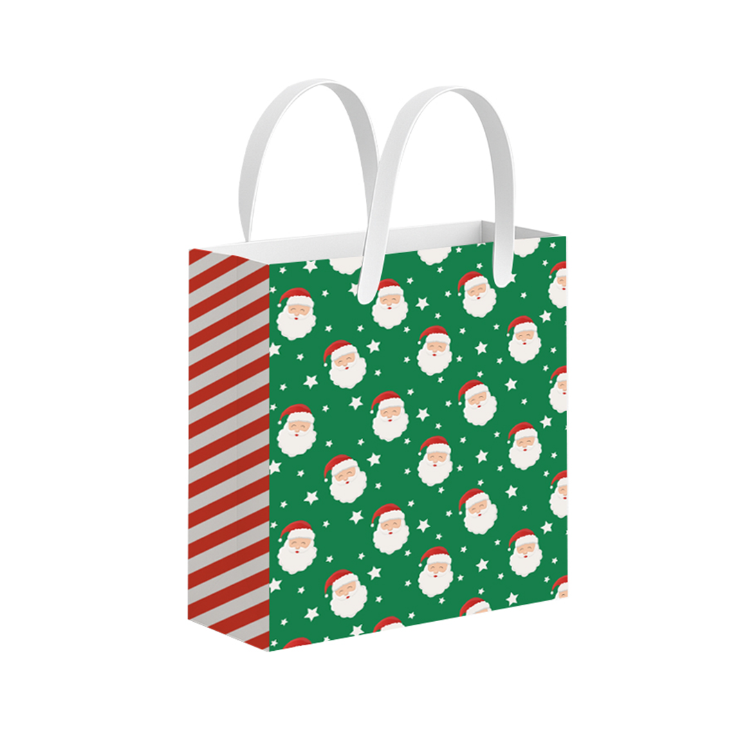 Santa, Christmas Gift Bag, Green, Medium