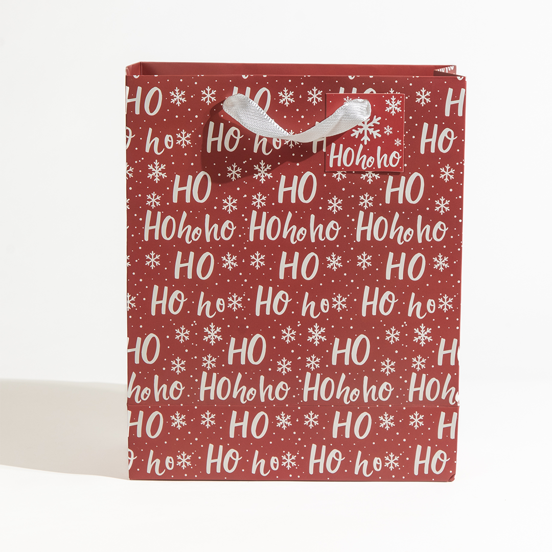 Ho Ho Ho, Christmas Gift Bag, Red, Large