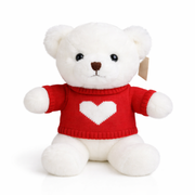 Sweetheart, White Teddy Bear with Red Heart Sweater